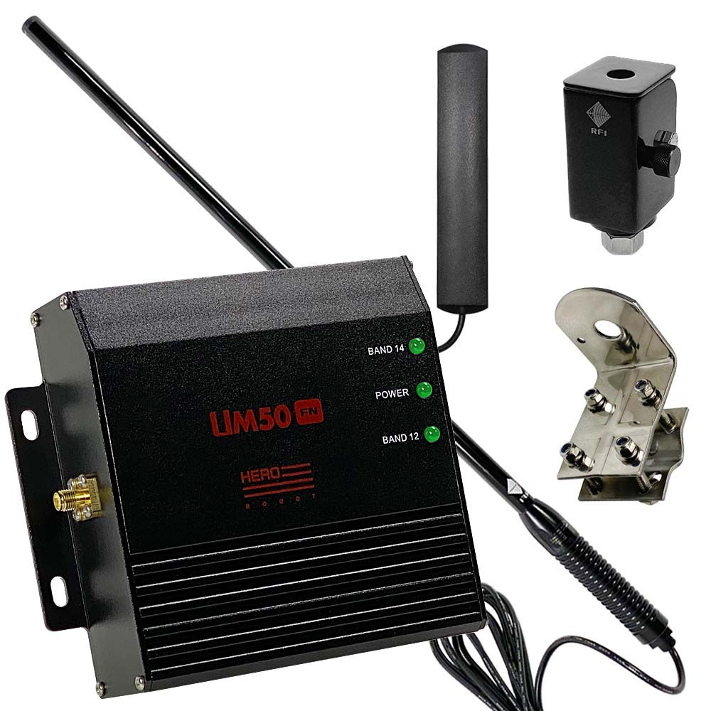 Can you use a splitter with the Uniden UM50 FN and a Fusion2Go 3.0 Cell Booster with a 38-Inch High-Gain Antenna?